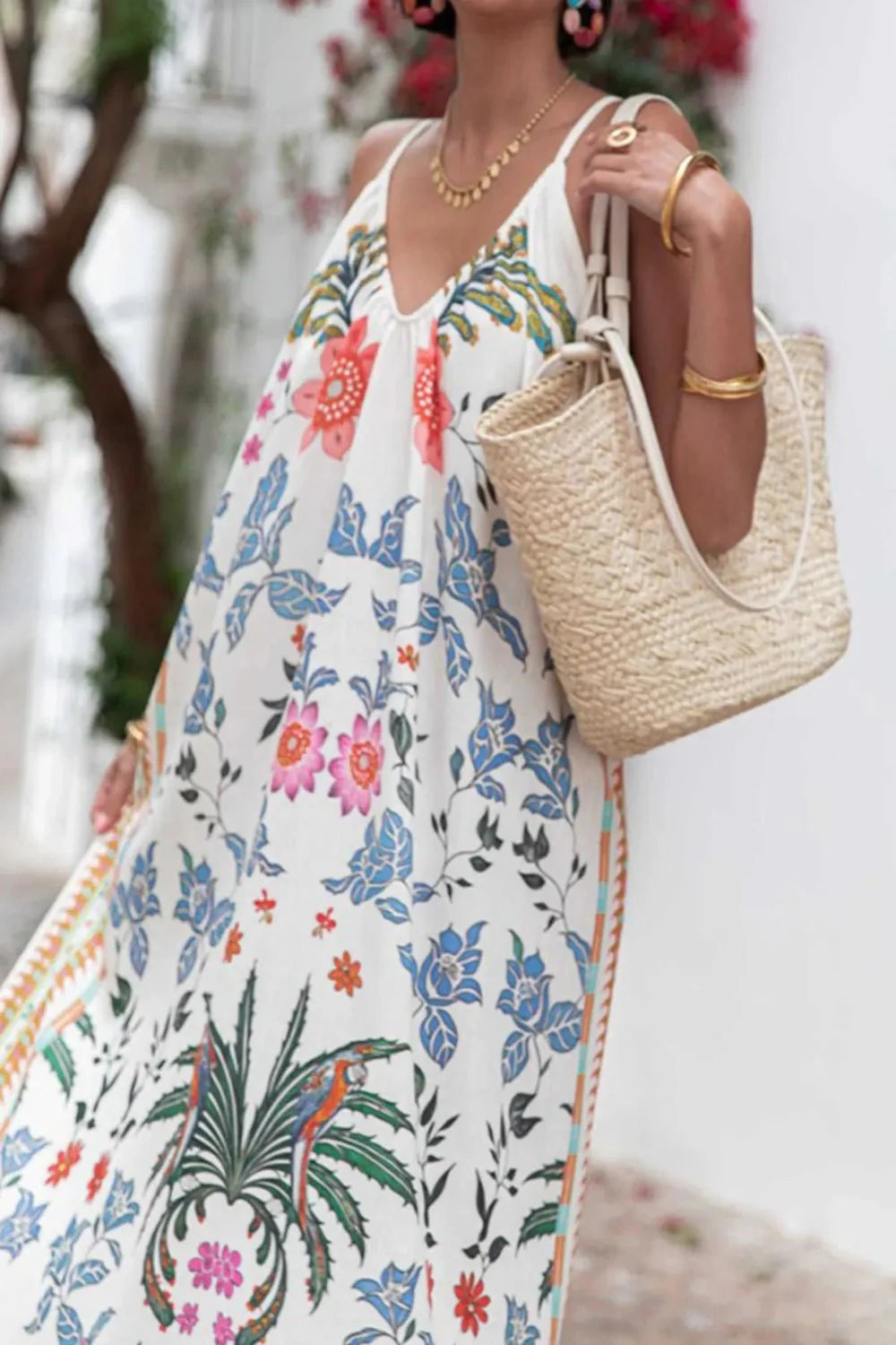 Printed V-Neck Summer Maxi Dress for Effortless Style and Comfort