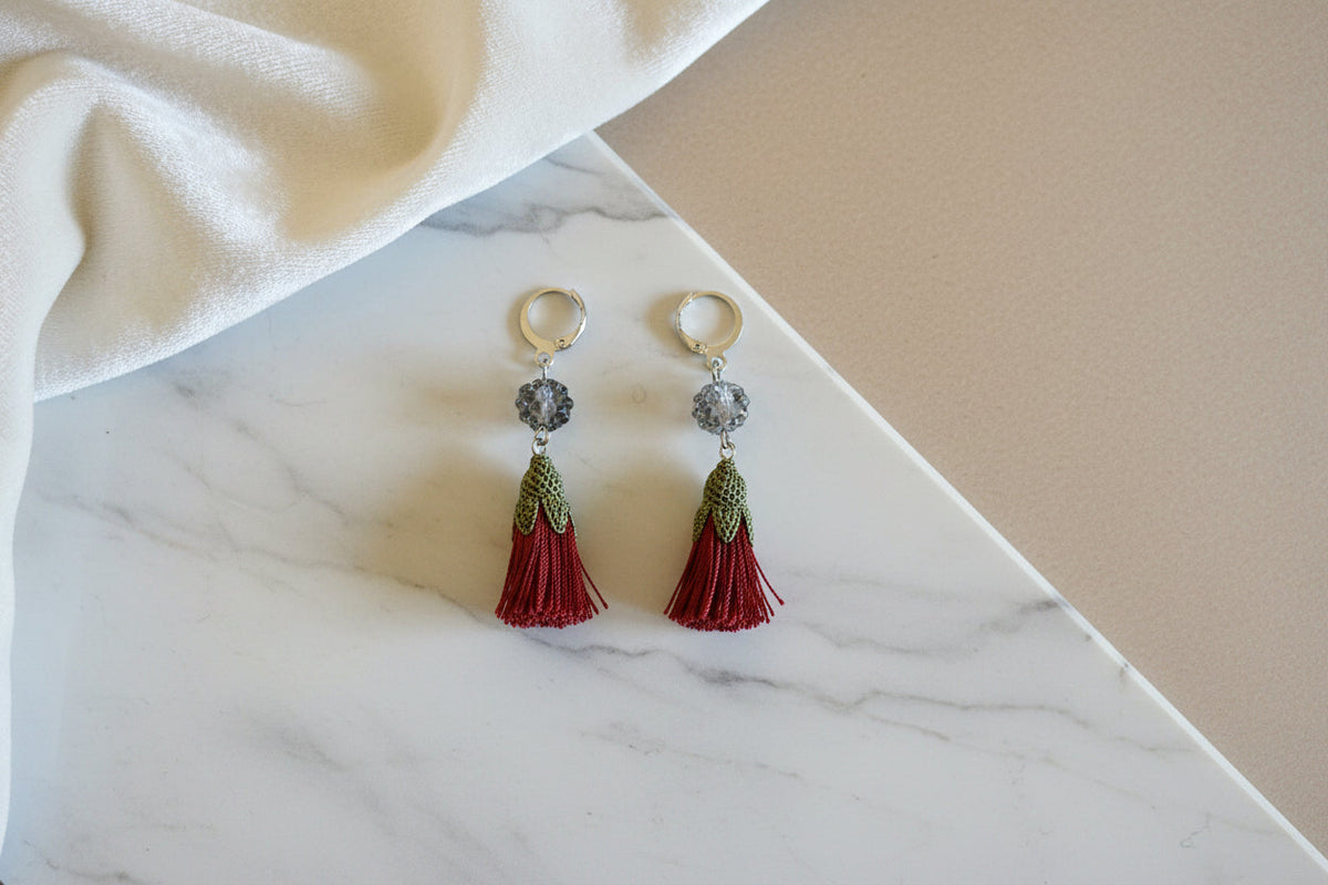 Handmade Floral Tassel Dangle Earrings for Women