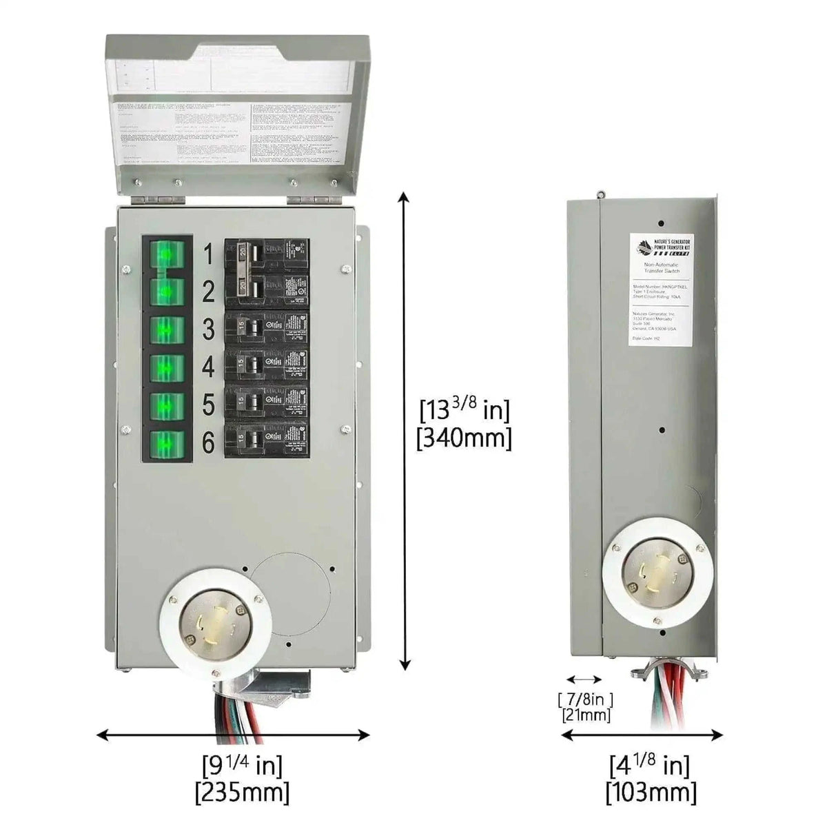 120V/240V 30A 6-Circuit Non-Automatic Transfer Switch Eco My Home Accessories Nature's Generator ecomyhome.store United States