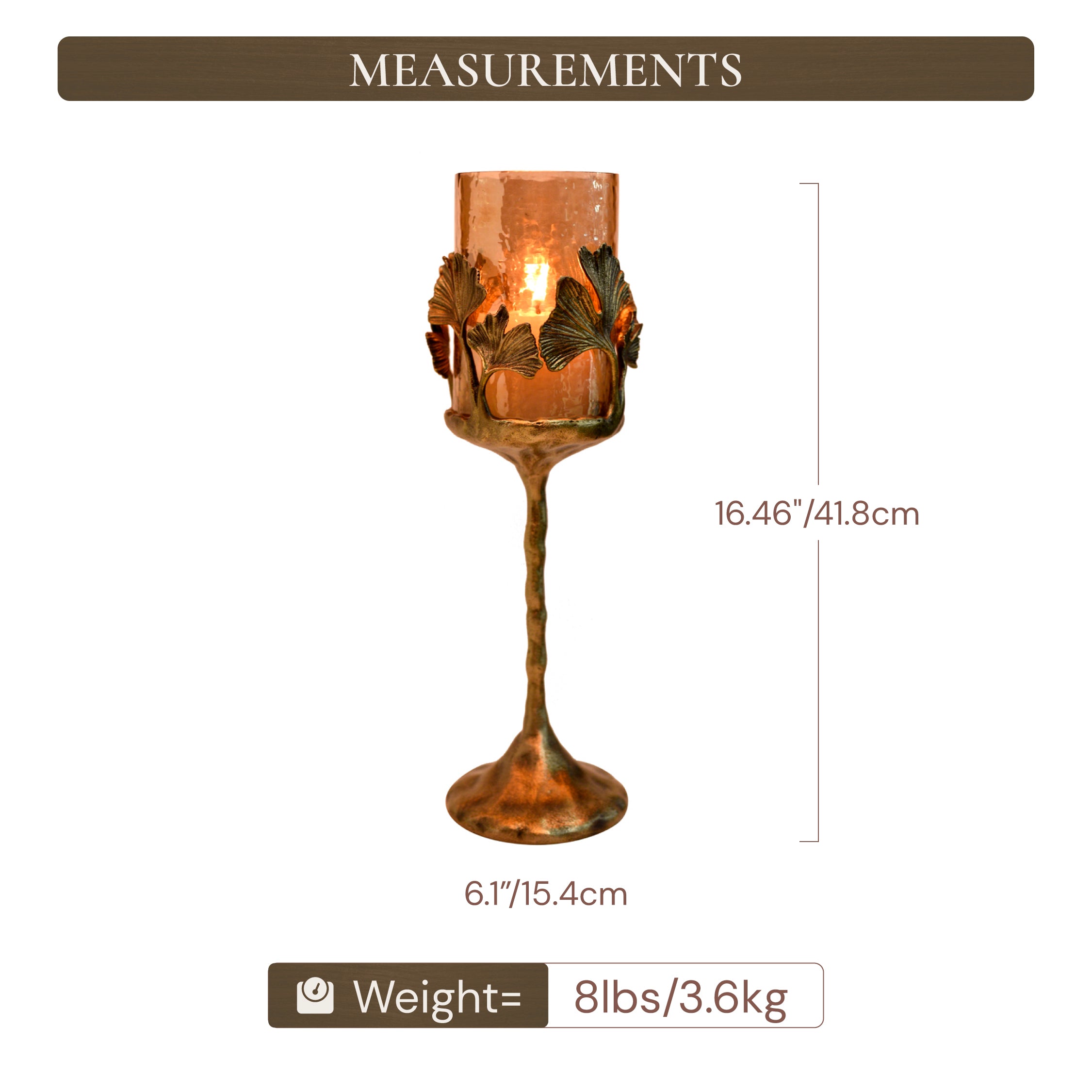 Gold Finished Candle Holder with Glass