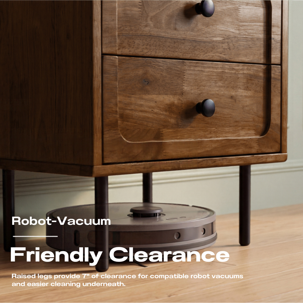 Savana Two Drawers Solid Wood Nightstand