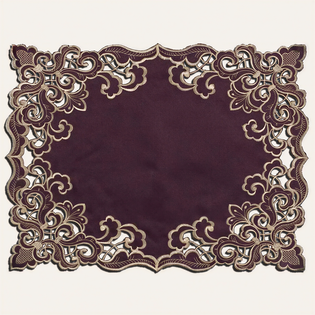 Plum Gold Placemats – Rustic Table Protection Mats 12x18 Inch | Granada Collection