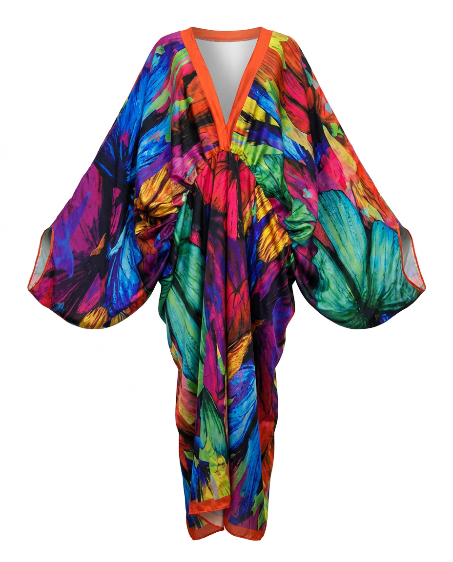 Vibrant Printed V-Neck Maxi Dress
