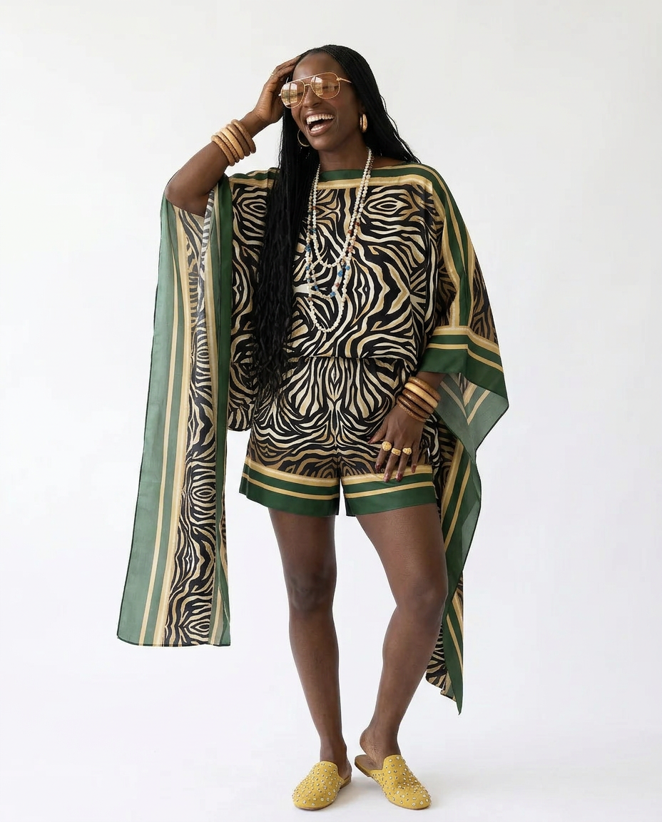 Audacious Zebra Print Kaftan Set