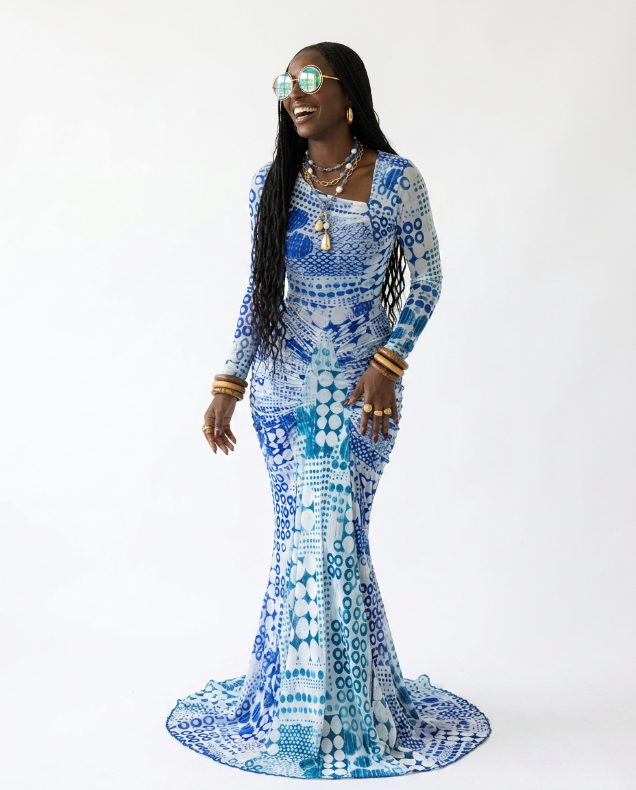 Limitless Printed Ruched Maxi Dress