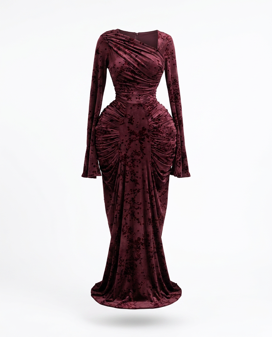 Limitless Printed Ruched Maxi Dress
