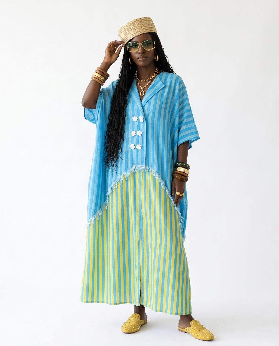 Vibrant Striped Boho Maxi Dress