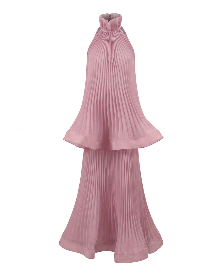 Sovereign Pleated Solid Maxi Dress