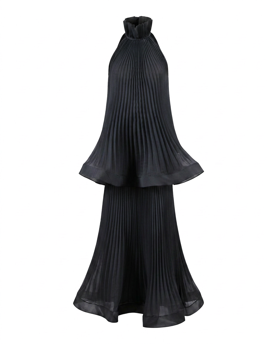 Sovereign Pleated Solid Maxi Dress