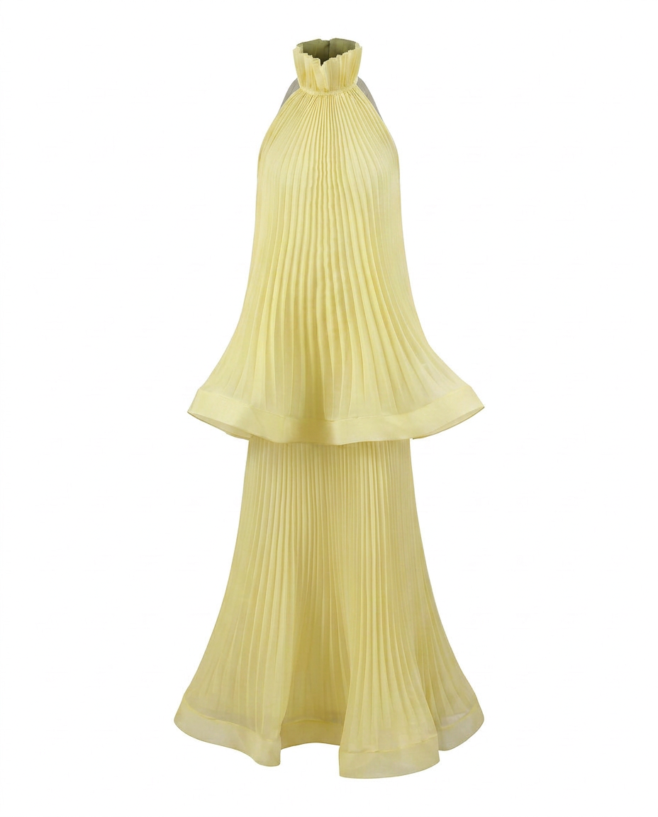 Sovereign Pleated Solid Maxi Dress