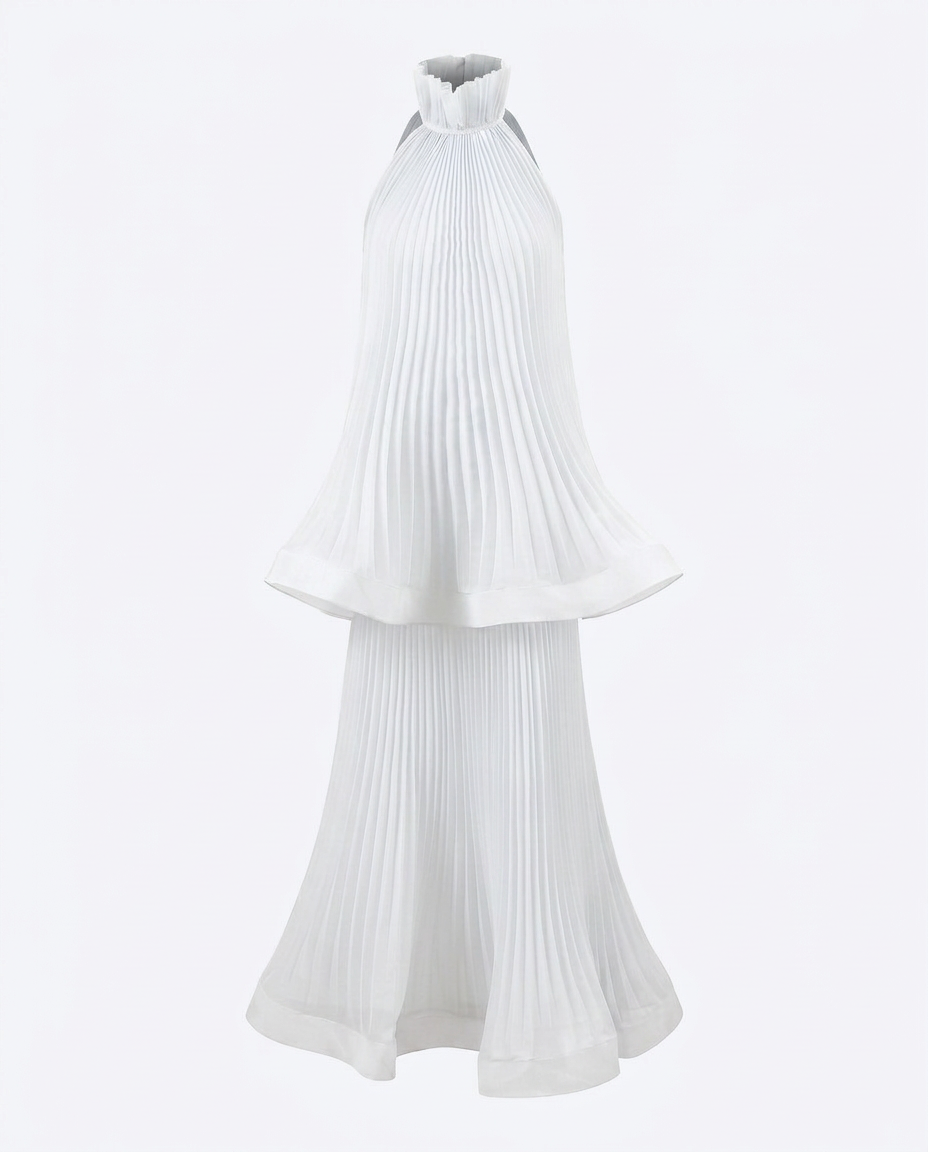 Sovereign Pleated Solid Maxi Dress