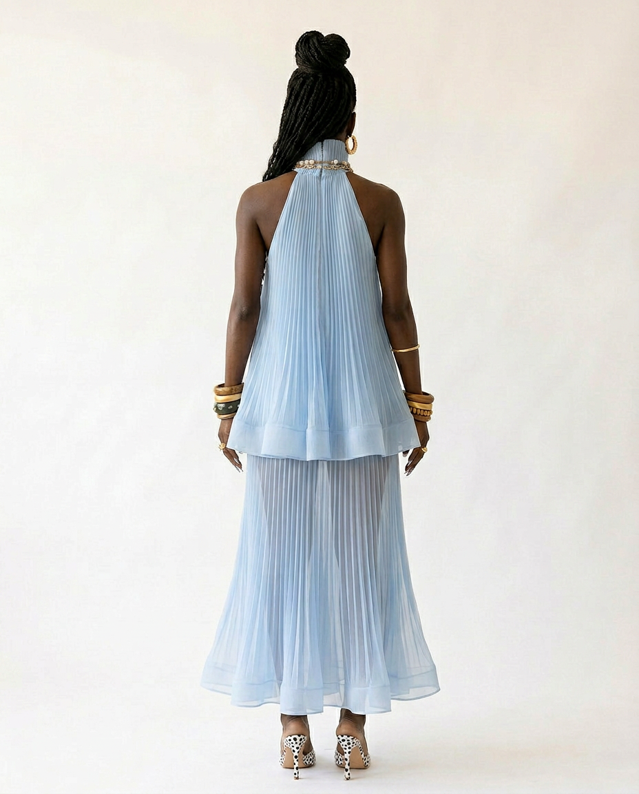 Sovereign Pleated Solid Maxi Dress