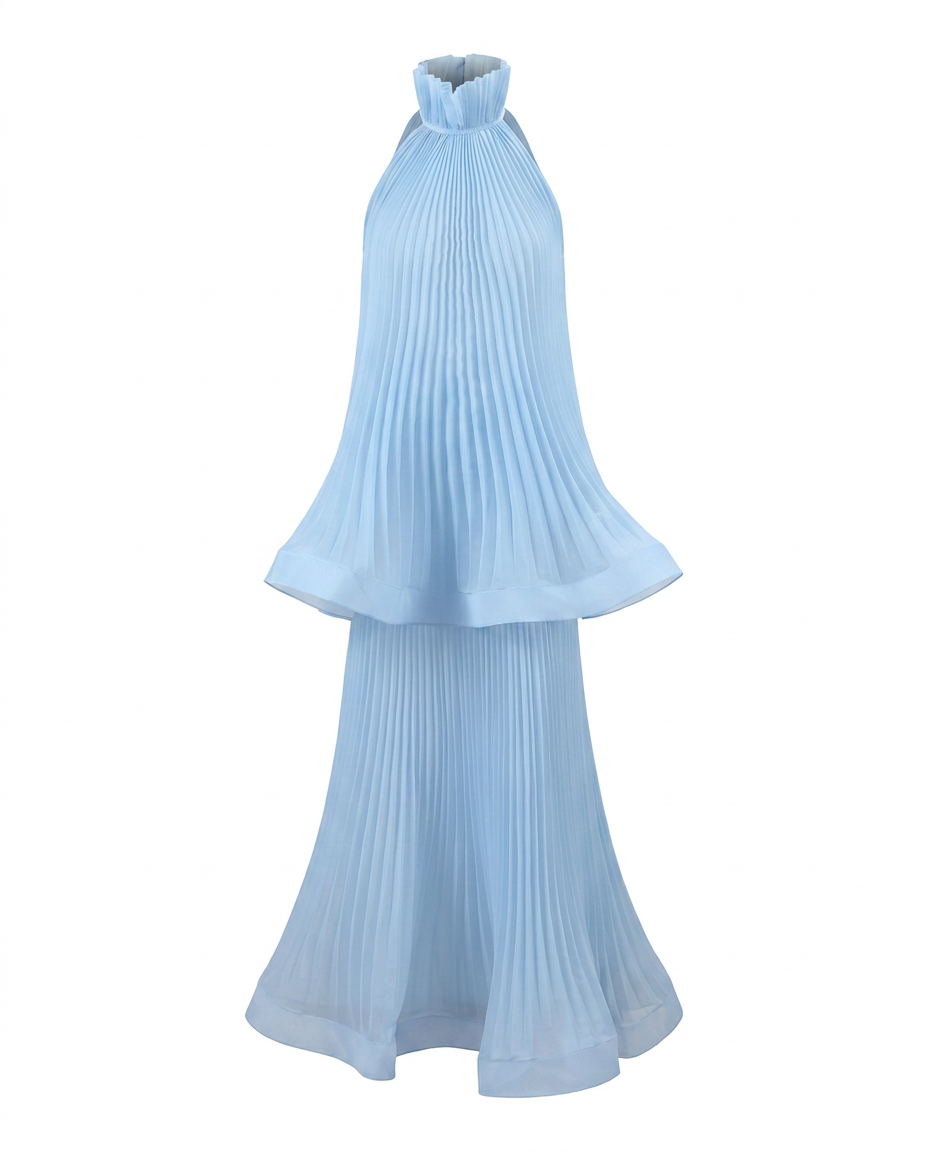 Sovereign Pleated Solid Maxi Dress