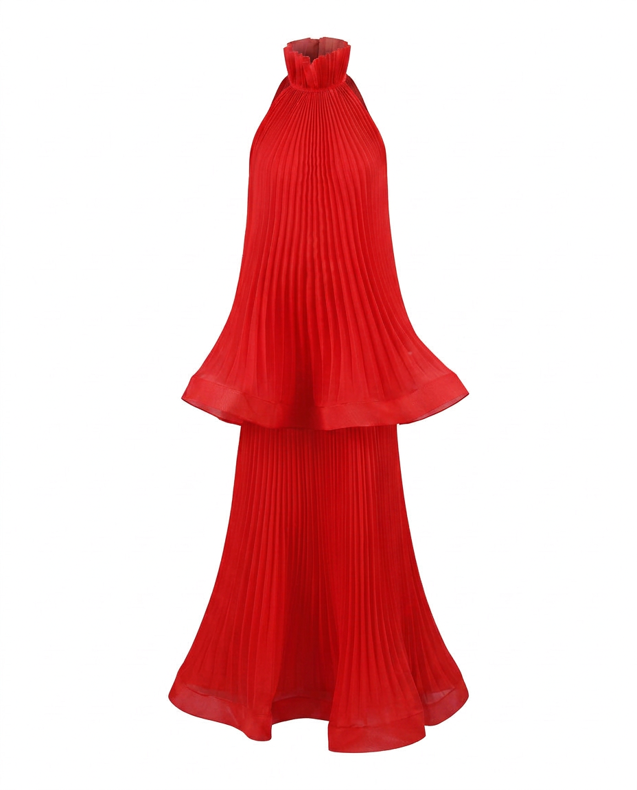 Sovereign Pleated Solid Maxi Dress