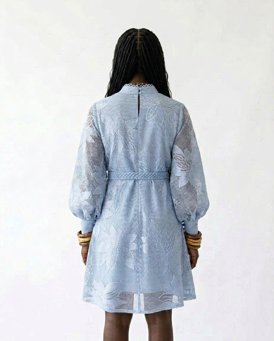 Graceful Floral Hollow A-Line Dress