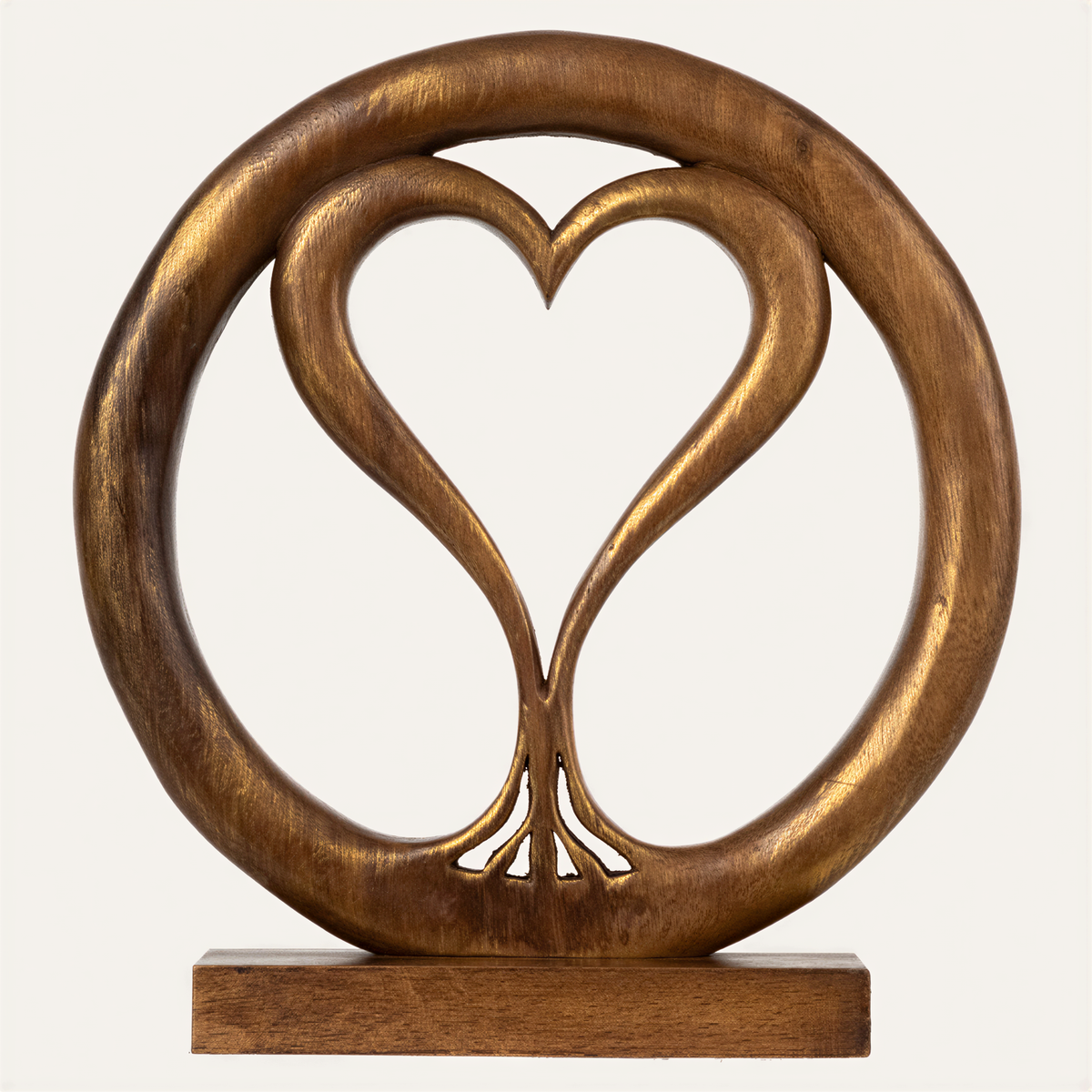 Solid Wood Heart Sculpture – Handcrafted Mantel Decor