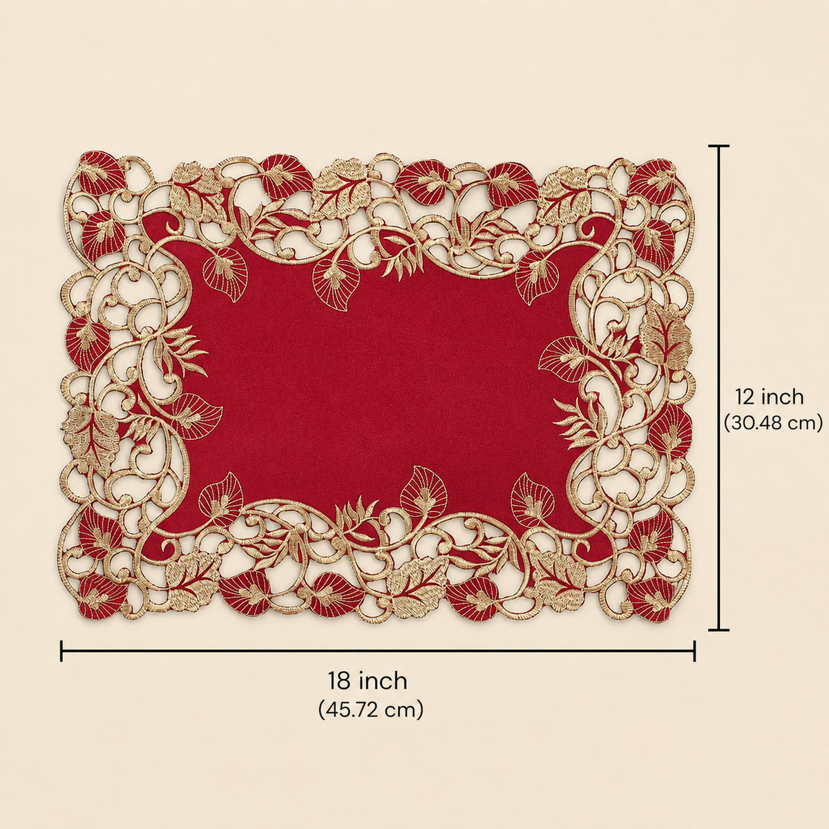 Burgundy Gold Placemats – Royal Garnet, 12x18 Inch
