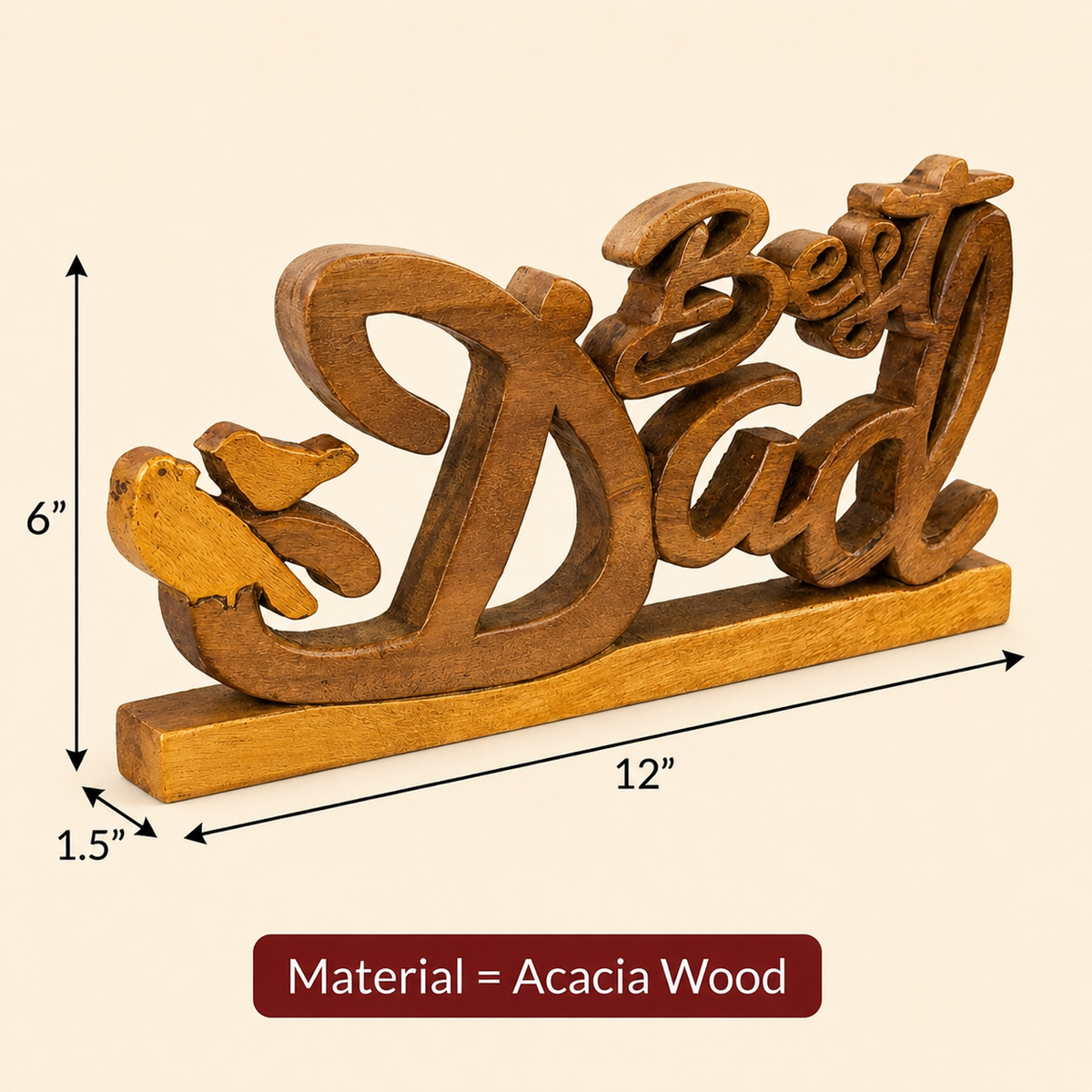 Wooden Dad Plaque – Ellynn Greatest Dad, Acacia