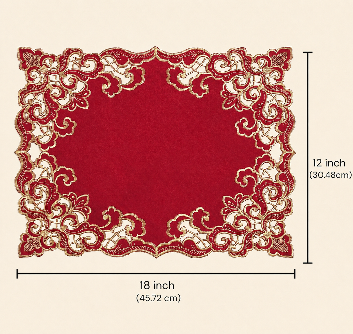 Burgundy Gold Placemats – Crimson Glow, 12x18 Inch