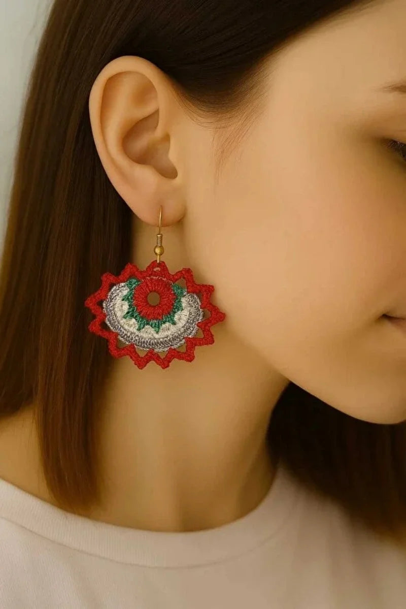 Women’s Handmade Colorful Crochet Drop Earrings – Boho Thread Design