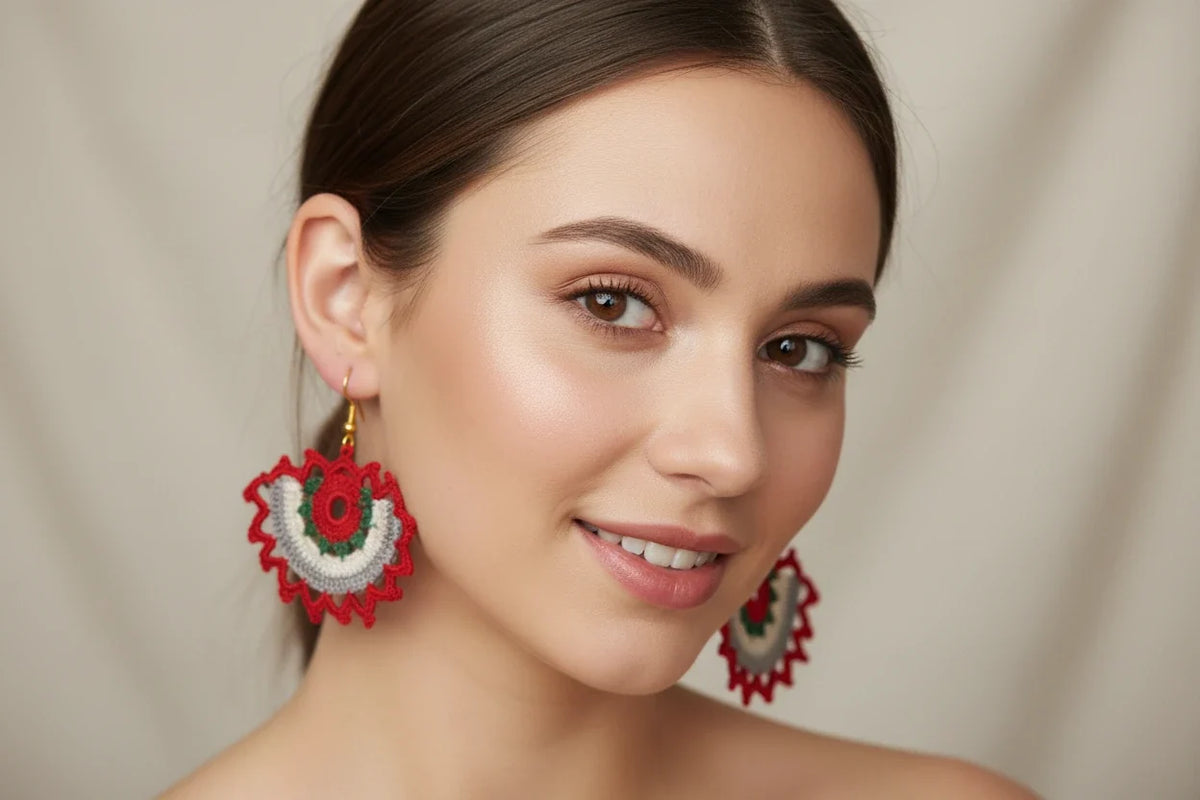 Women’s Handmade Colorful Crochet Drop Earrings – Boho Thread Design