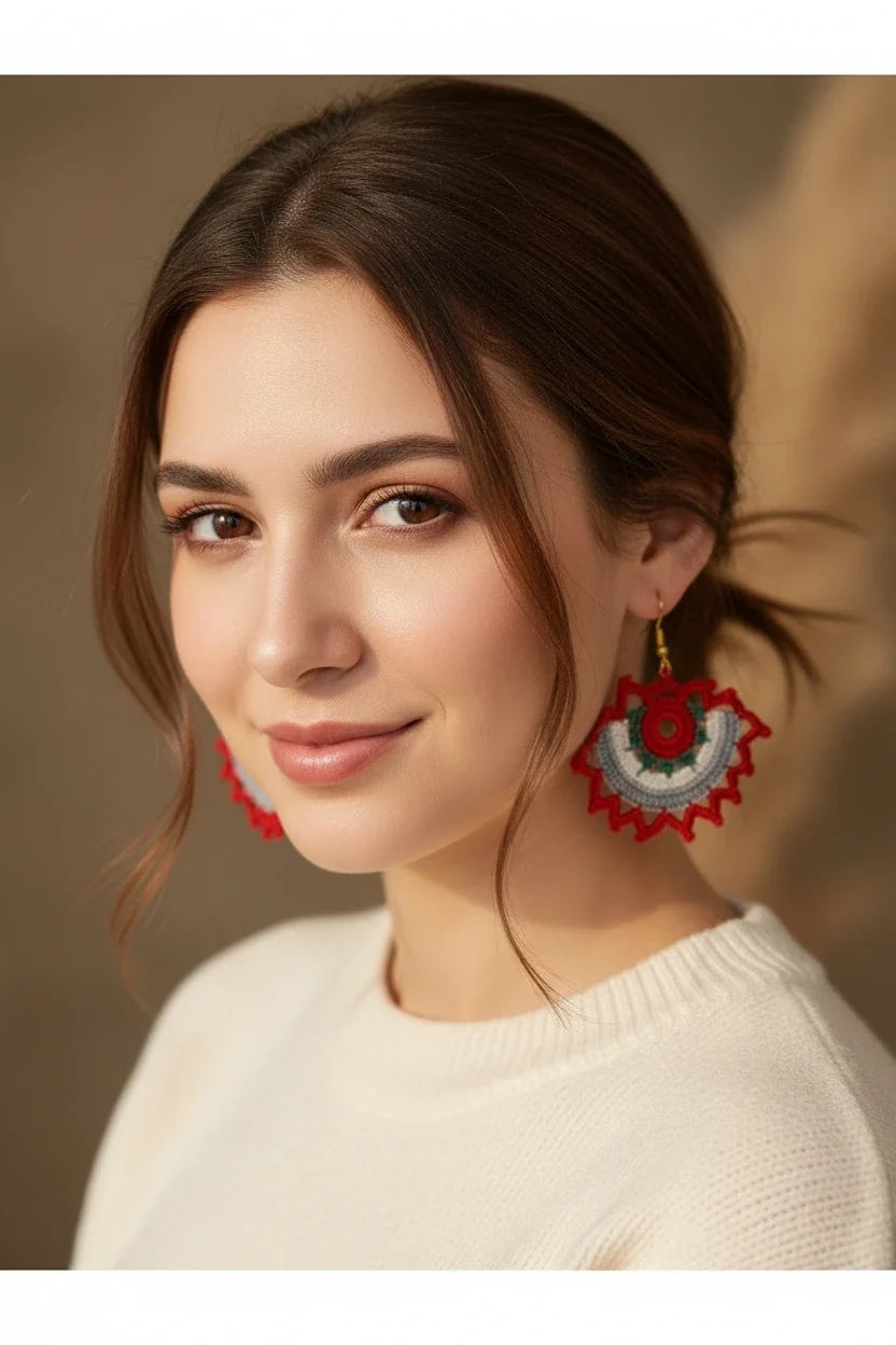 Women’s Handmade Colorful Crochet Drop Earrings – Boho Thread Design