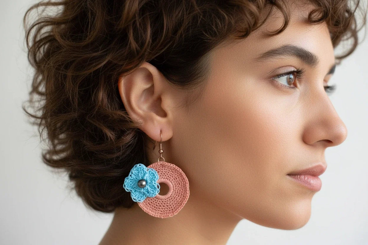 Women’s Handmade Crochet Everyday Earrings – Boho Knit Drop Design
