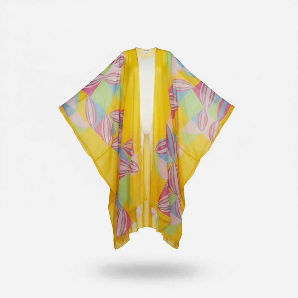 Vibrant Geometric Print Maxi Kimono