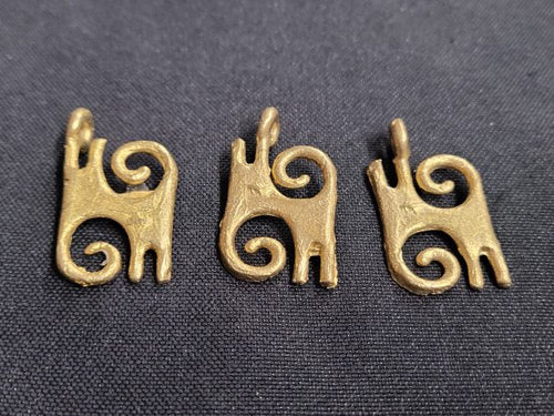 African brass pendant, 3 Adinkra symbol pendants
