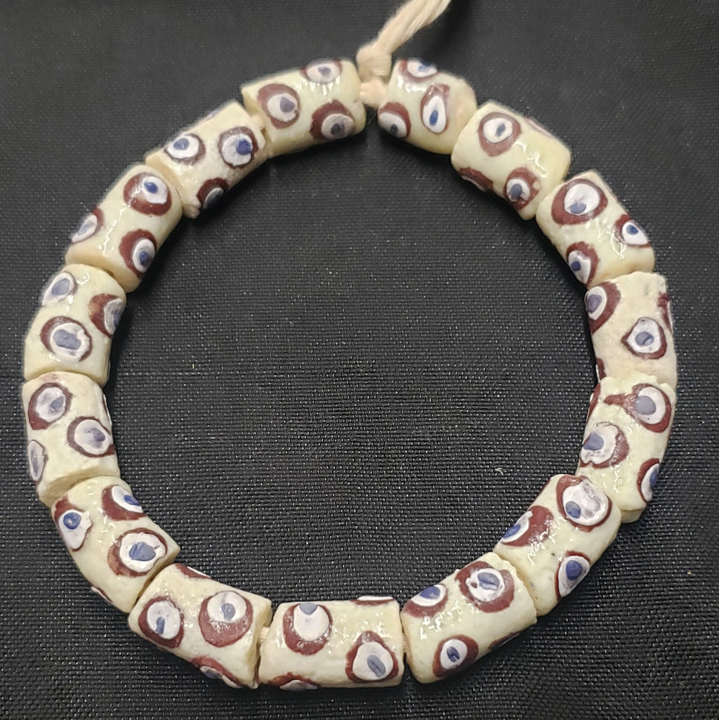 African glass beads, evil eye beads, AAB# 1580