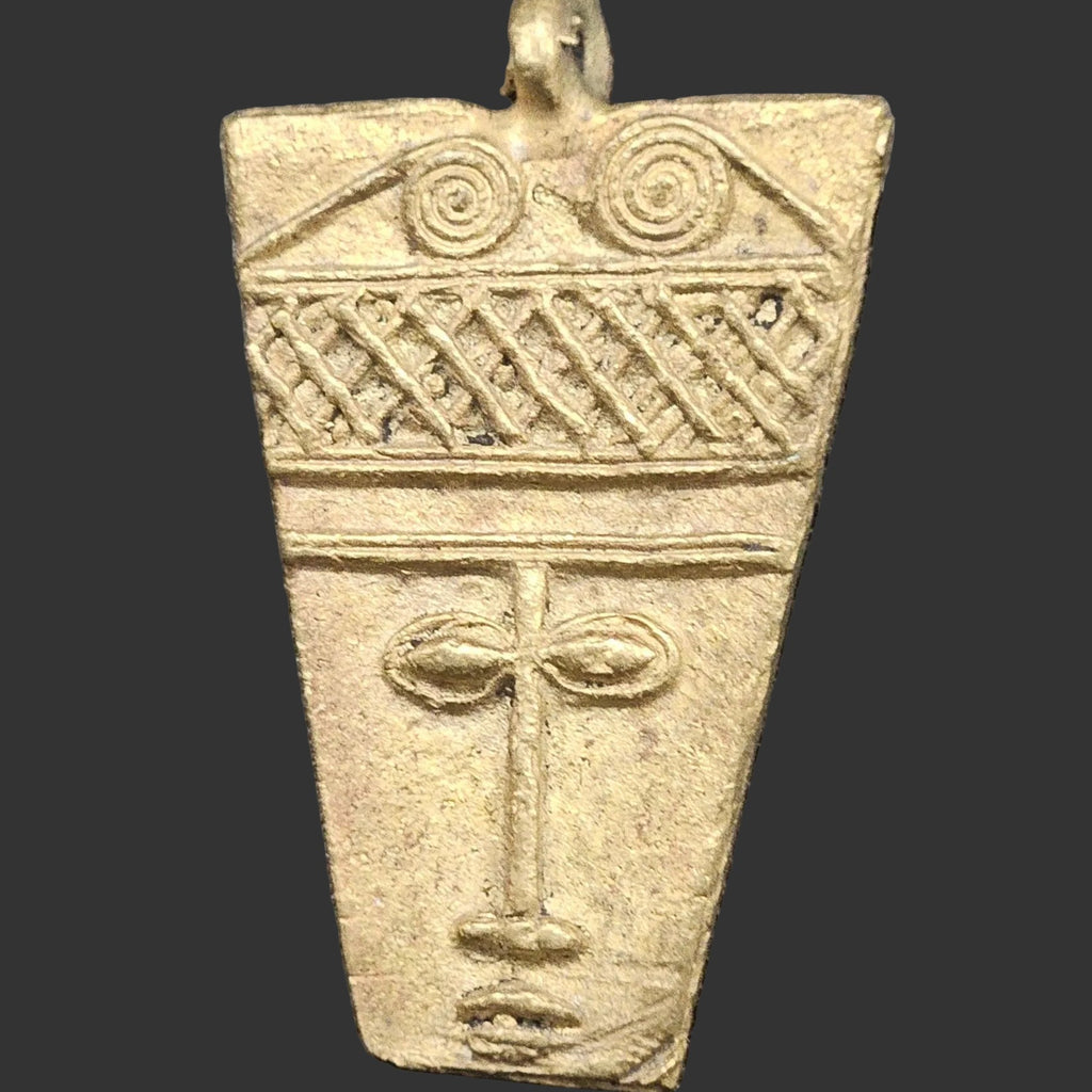 African Brass Pendant, Ancient tribal mask pendant, Ghana Brass Pendants, Ashanti brass pendant