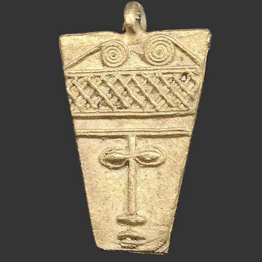 African Brass Pendant, Ancient tribal mask pendant, Ghana Brass Pendants, Ashanti brass pendant