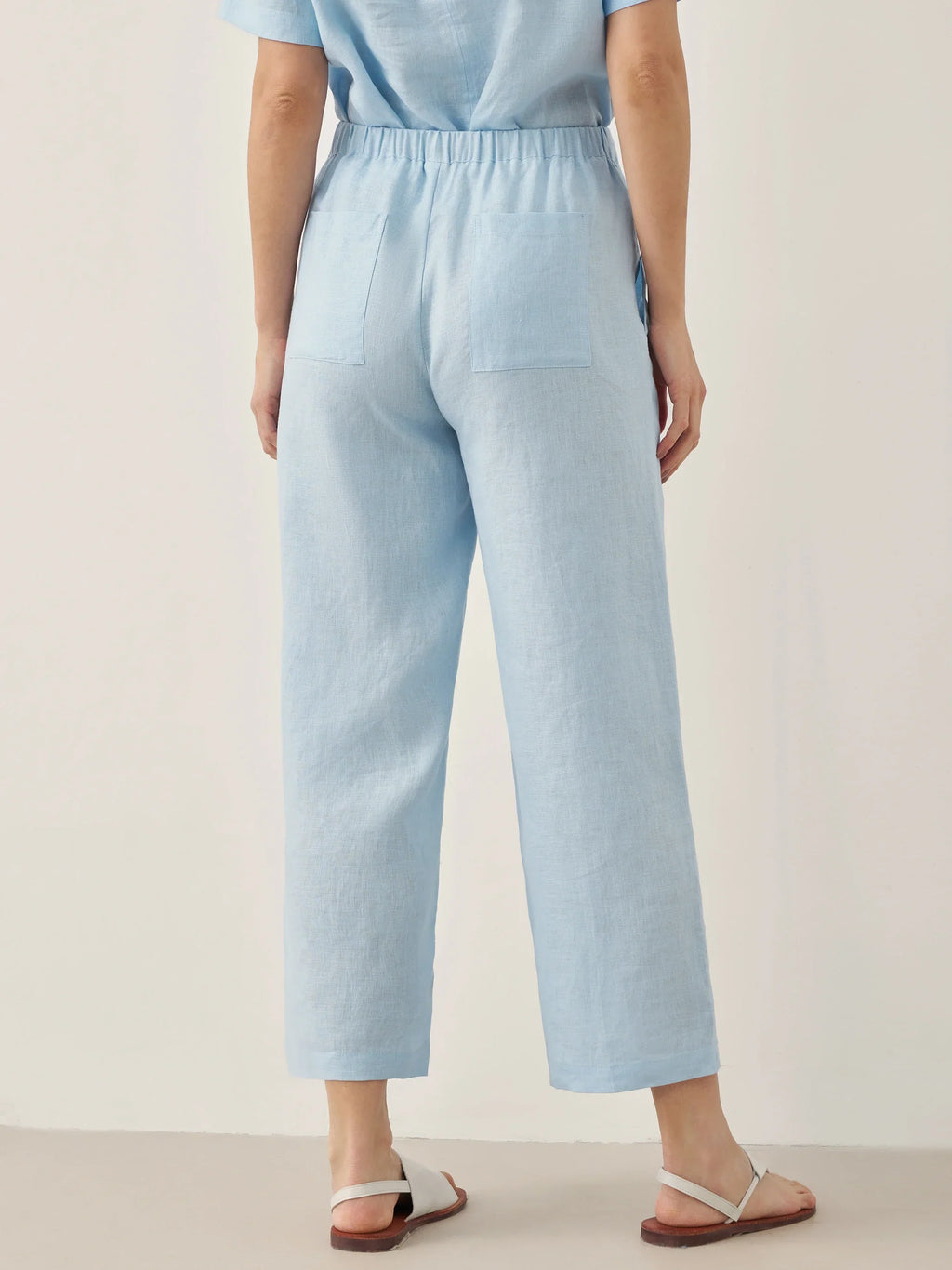 100% Linen Straight-Leg Drawstring Pants JOSIE