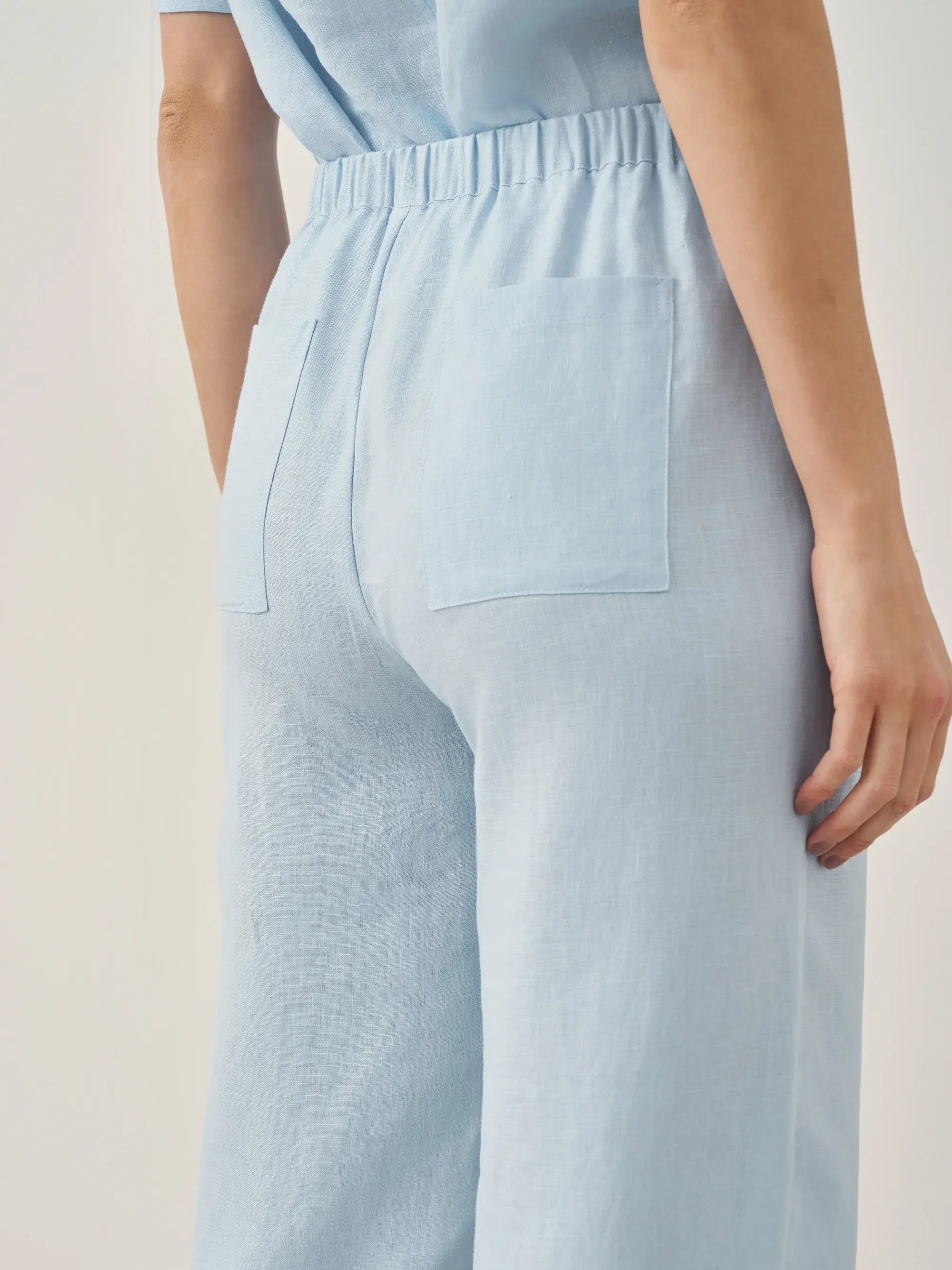100% Linen Straight-Leg Drawstring Pants JOSIE