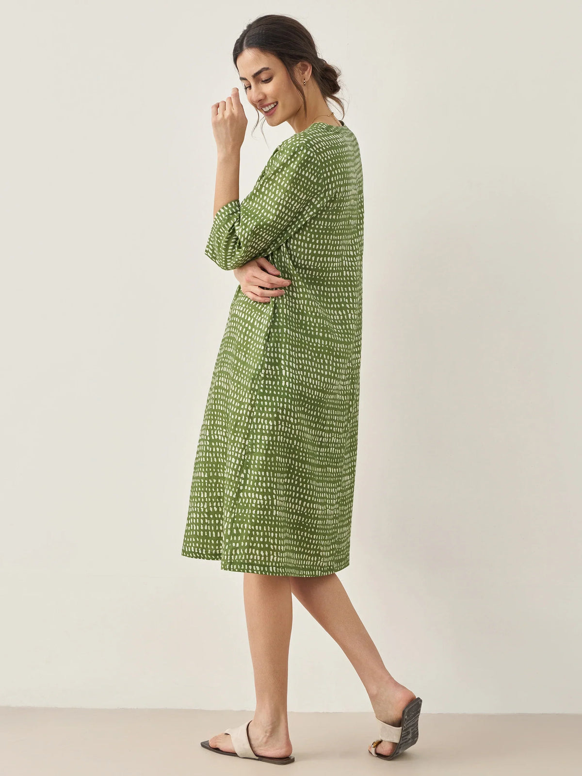 100% Linen V-Neck Dot Mini Dress LIRA