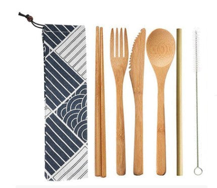 6-Pcs Japanese Wooden Dinnerware Set