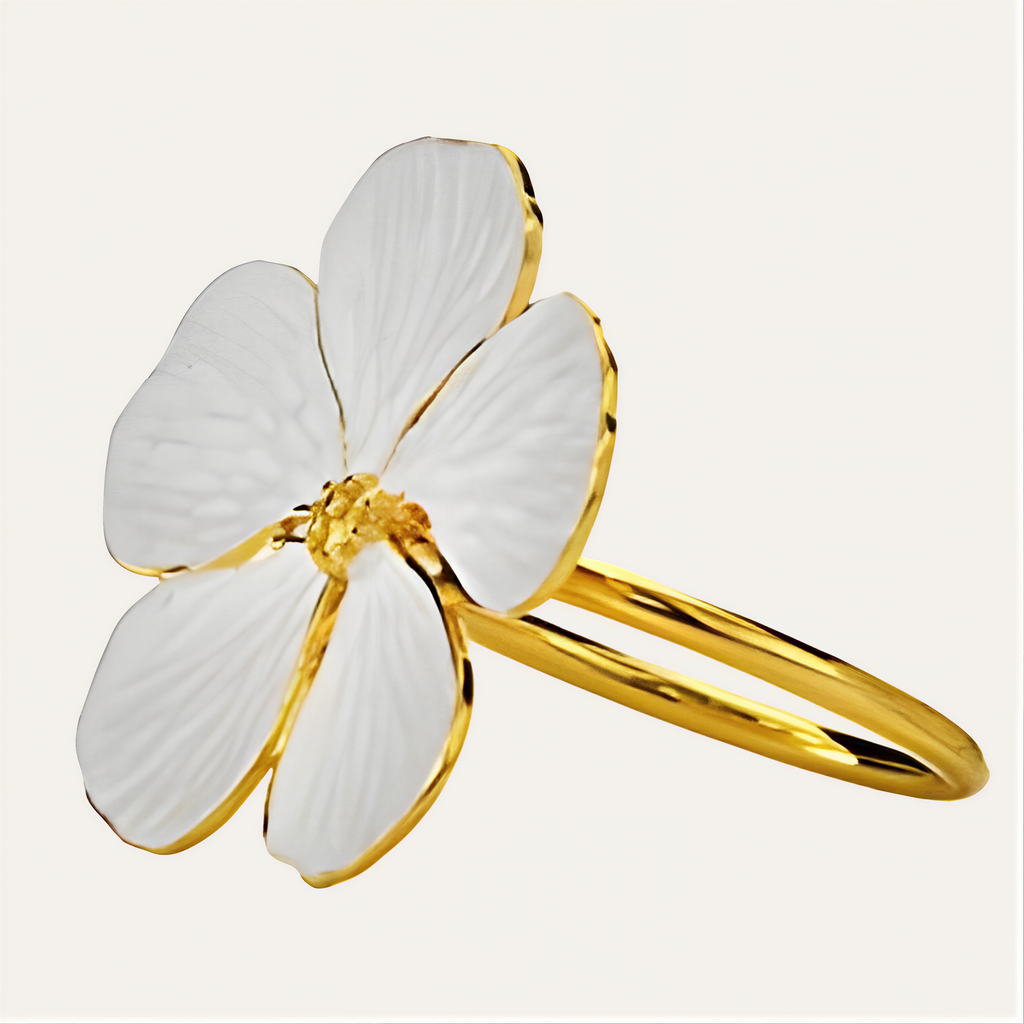 Gold Napkin Rings – Elegant Flower Design Decorative Table Napkin Holders