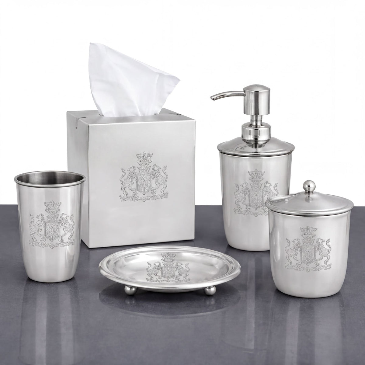 Bathroom Set – Durkee, 5 Piece Silver