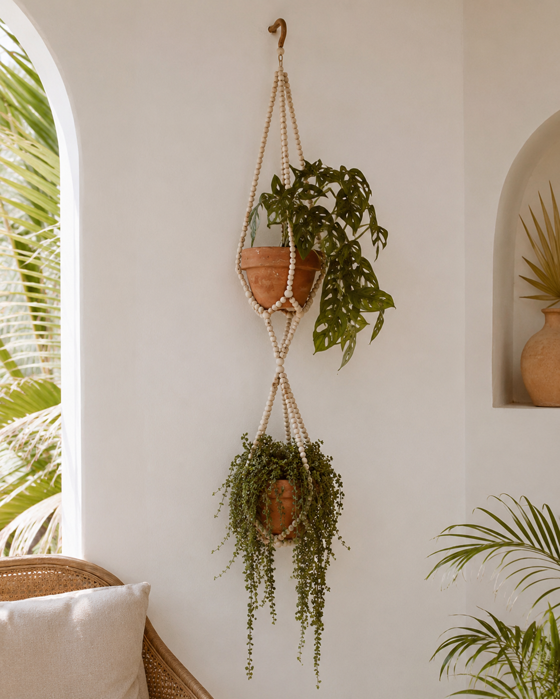 Wood Beaded Plant Hangers
