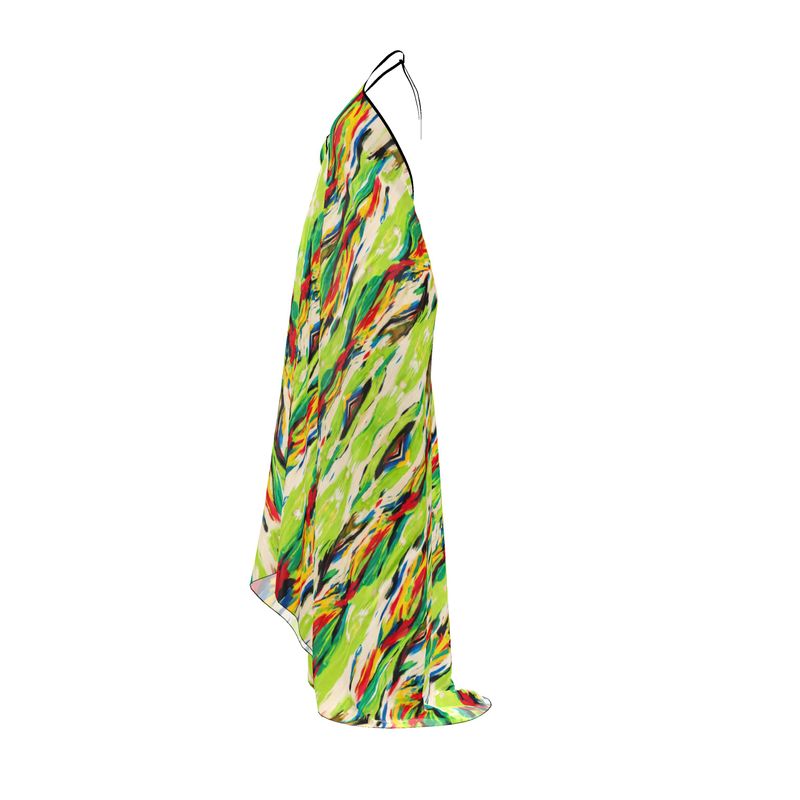 Vibrant Printed Halter Maxi Dress