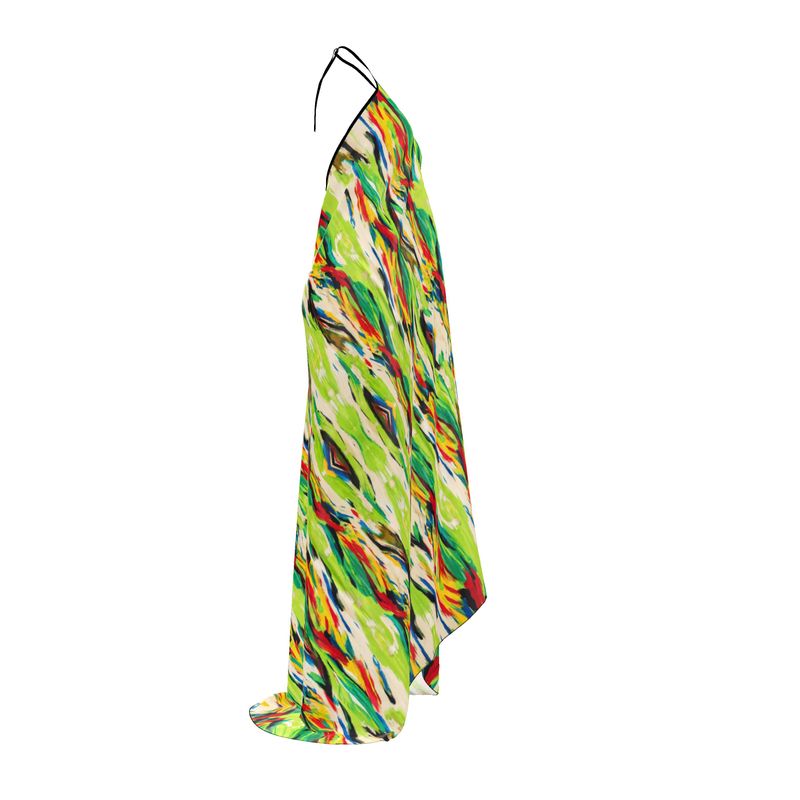 Vibrant Printed Halter Maxi Dress