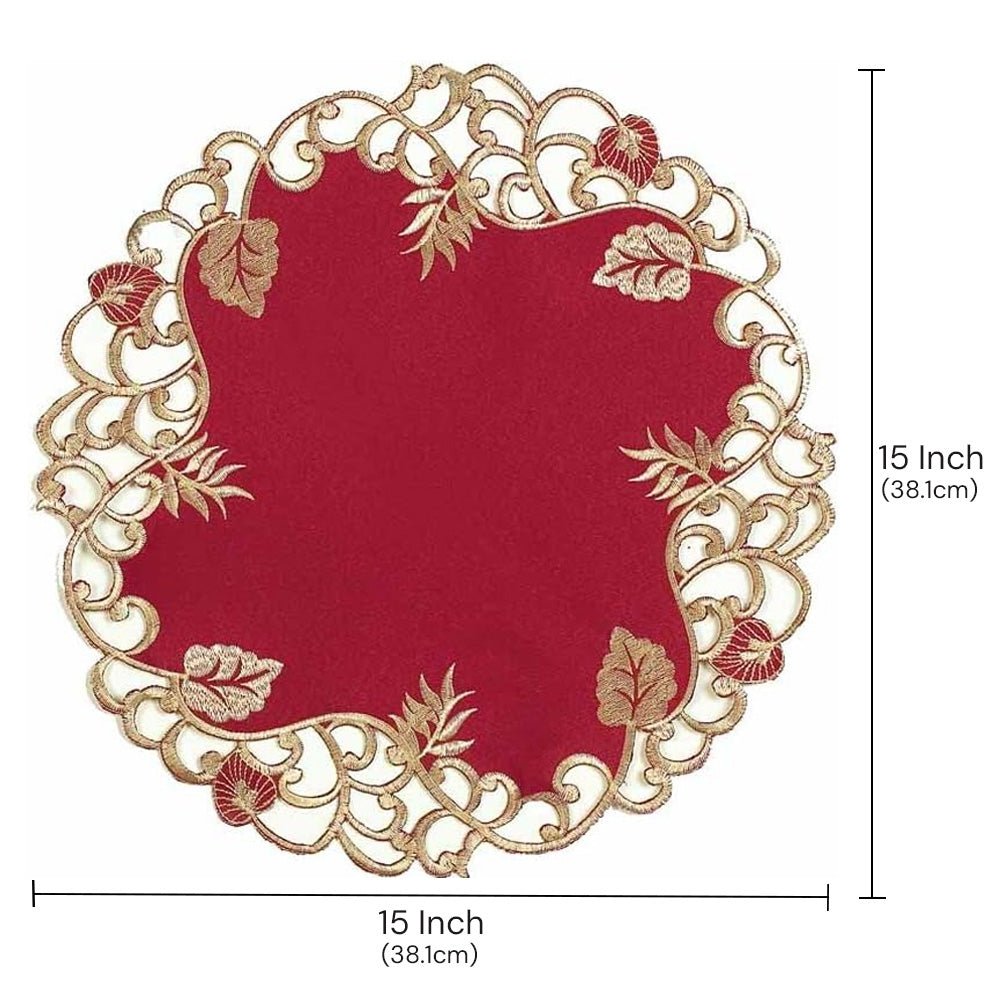 Burgundy Gold Doilies – Crimson Glow, 15 Inch