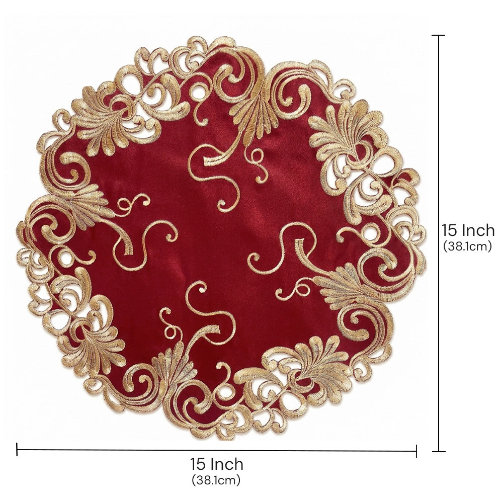 Burgundy Gold Doilies – Burgundy Charm, 15 Inch
