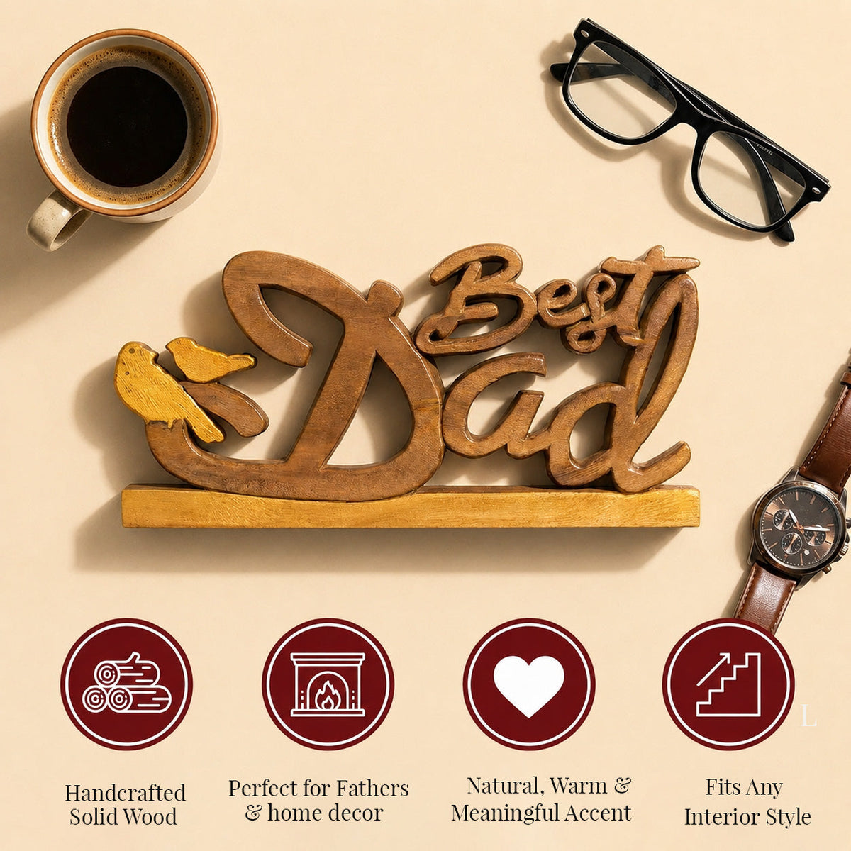 Wooden Dad Plaque – Ellynn Greatest Dad, Acacia