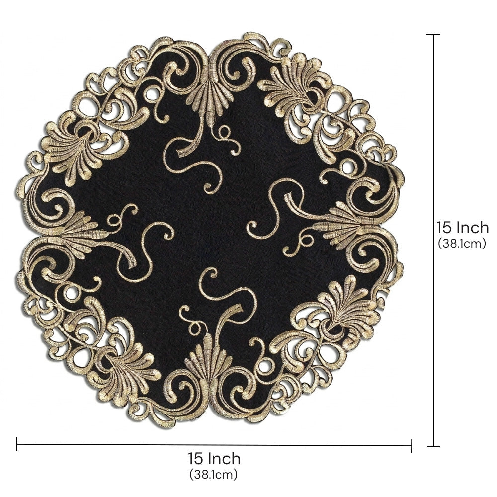Black Gold Table Doilies – 15 Inch Decorative Doilies | Chantelle Collection