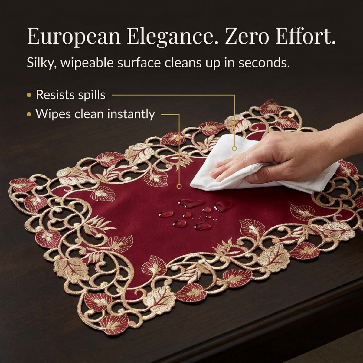 Burgundy Gold Placemats – Royal Garnet, 12x18 Inch