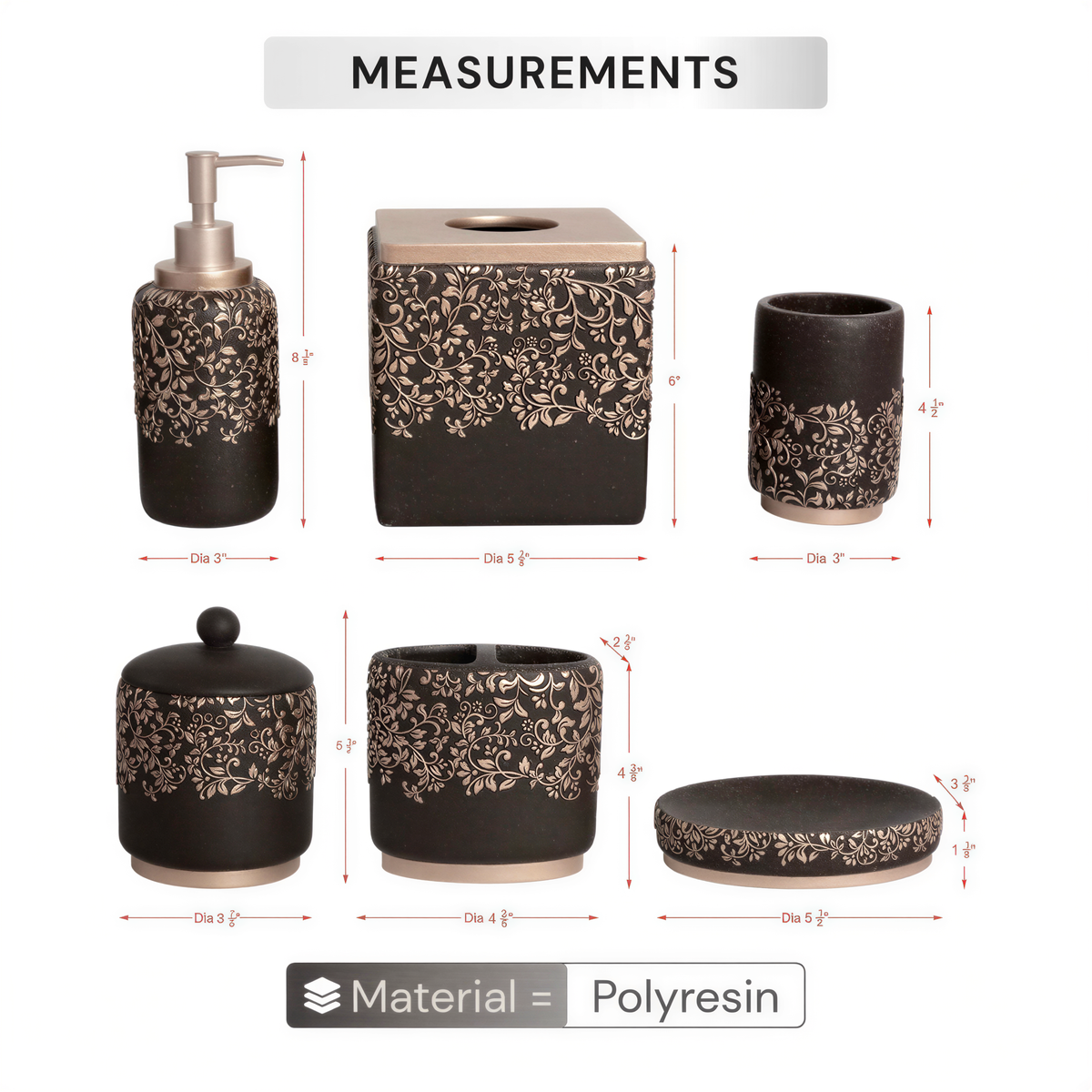 Bathroom Set – Stella, 6 Piece