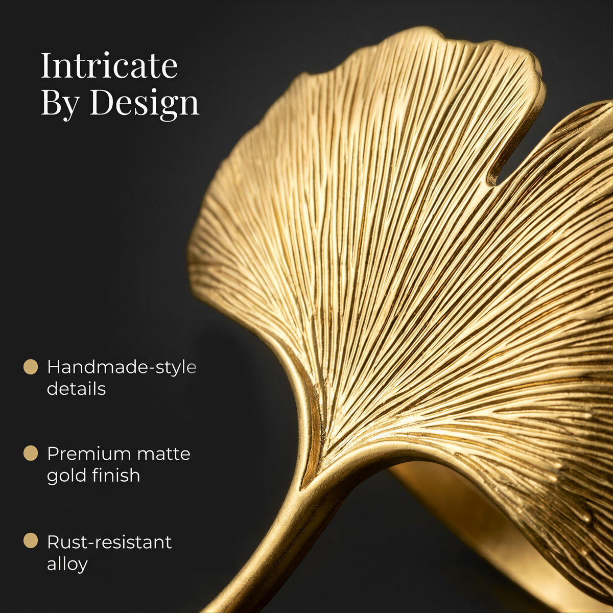 Gold Leaf Napkin Rings – Elegant Leaf Design Rings | Rust Resistant Table Decor Accessories