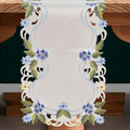 Blue Green Lace Table Runner – European Embroidered Polyester Fabric Decor 14x108 Inch