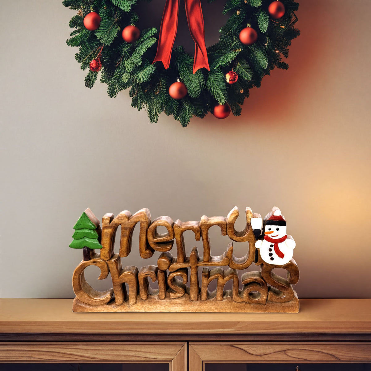 Wooden Christmas Sign – Yuletide Charm, Acacia Wood